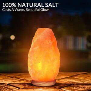 NIB HIMALAYAN PINK SALT Lamp Neem Wood Base, USA Electric Plug Accessorize!